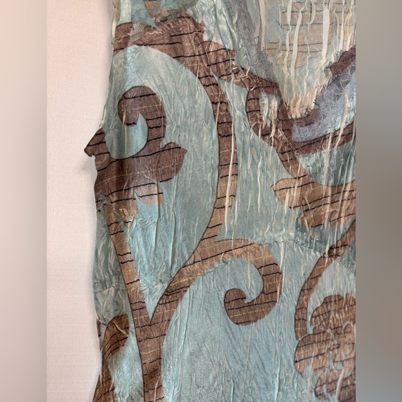 KOMAROV Blue and Gold Print Midi Dress Size Large - Picture 3 of 8